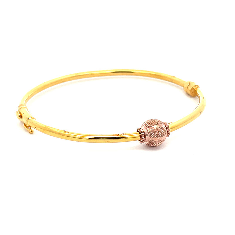 Rose-cut Bead  Bangle Bracelet in 22K Gold